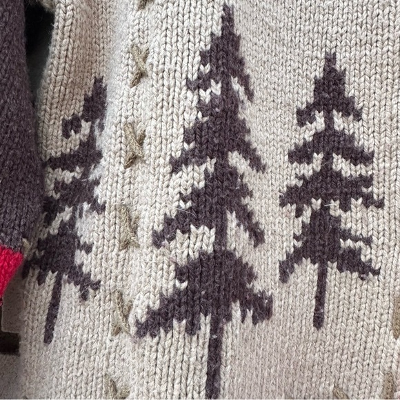 Mandal Bay Patchwork Tree Knit Sweater Red Brown Beige Fall Y2K Cottagecore M - Picture 6 of 10